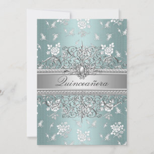 Blue Pearl & Rose Quinceanera Announcements