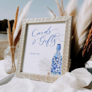 Blue Pearls and Prosecco Cards Gifts Sign