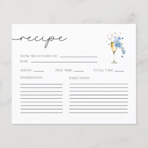 Blue Pearls & Prosecco Bridal Shower Recipe Cards