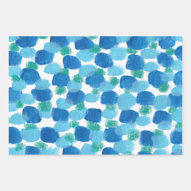 Blue Pebbles Abstract Watercolor Gift Wrap (Front)