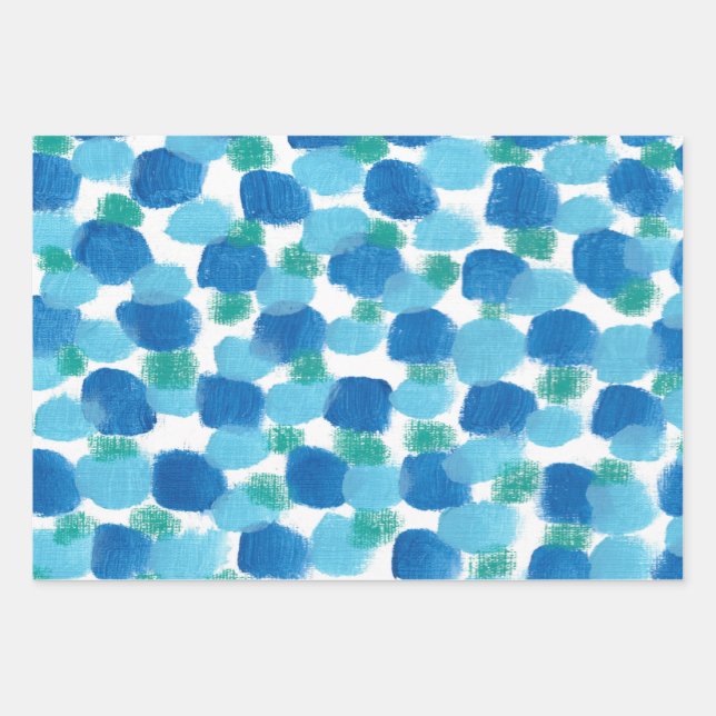 Blue Pebbles Abstract Watercolor Gift Wrap (Front 3)