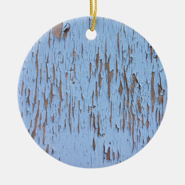 Blue Peeling Paint Ceramic Tree Decoration (Front)