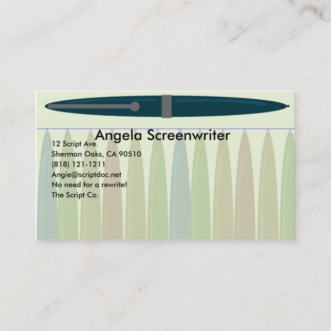 Blue Pen Style Business Card (Front)