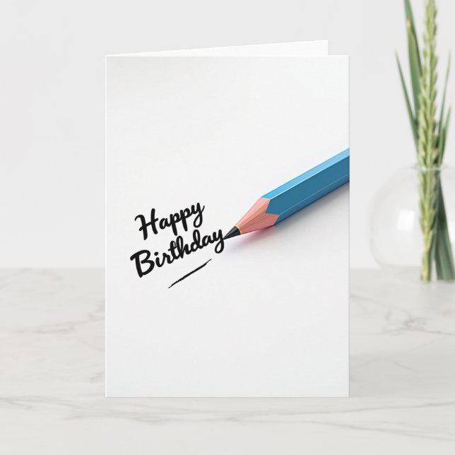 Blue Pencil Birthday Card (Front)