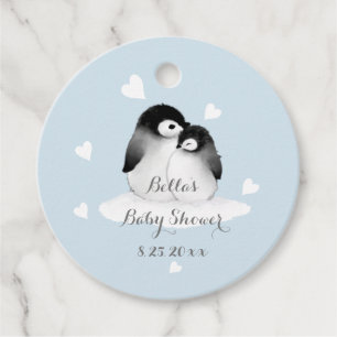 Blue Penguin Baby Shower  Favour Tags