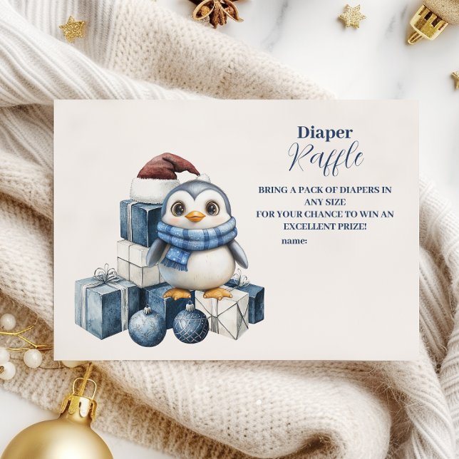 Blue Penguin Christmas Diapper Raffle  Enclosure Card (Creator Uploaded)