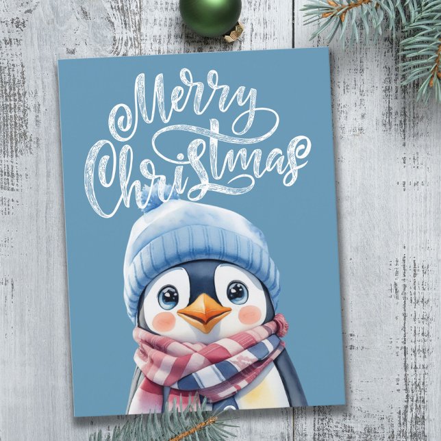 Blue Penguin Christmas Holiday Postcard for Kids (Blue Penguin Christmas Holiday Postcard for Kids)