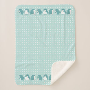 Blue Penguin Sherpa Blanket