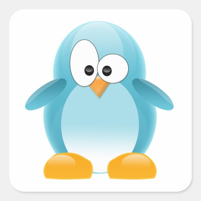 Blue Penguin Square Sticker (Front)
