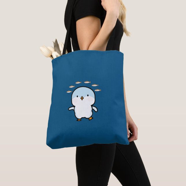 Blue Penguin Tote Bag (Close Up)