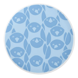 Blue penguins pattern background ceramic knob