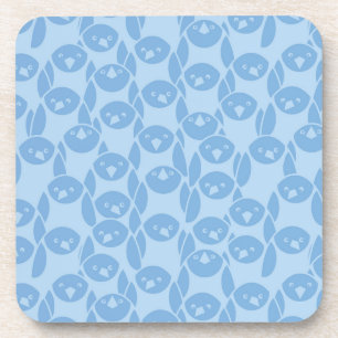 Blue penguins pattern background coaster