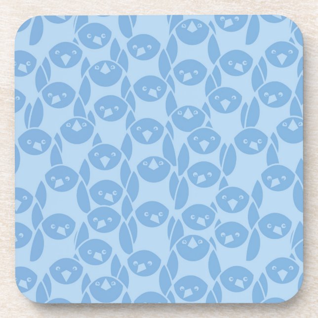 Blue penguins pattern background coaster (Front)