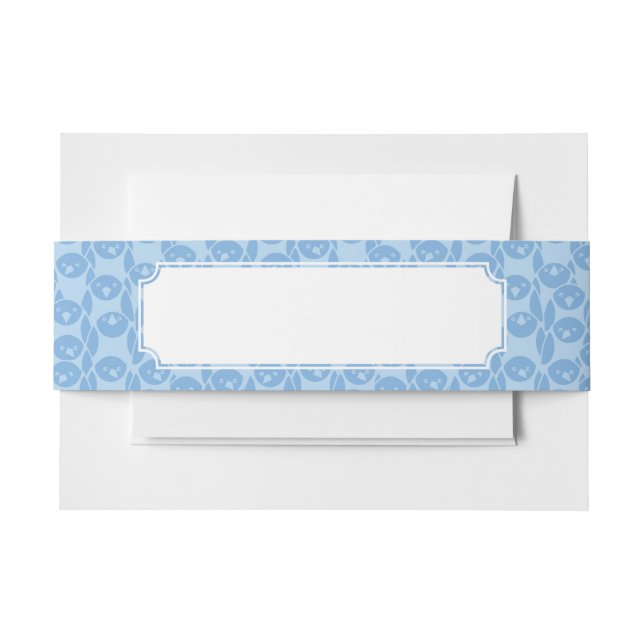 Blue penguins pattern background invitation belly band (Front Example)