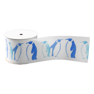 Blue Penguins Ribbon Grosgrain Ribbon