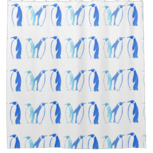 Blue Penguins Shower Curtain