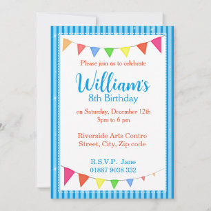 Blue Pennant Party Invitation