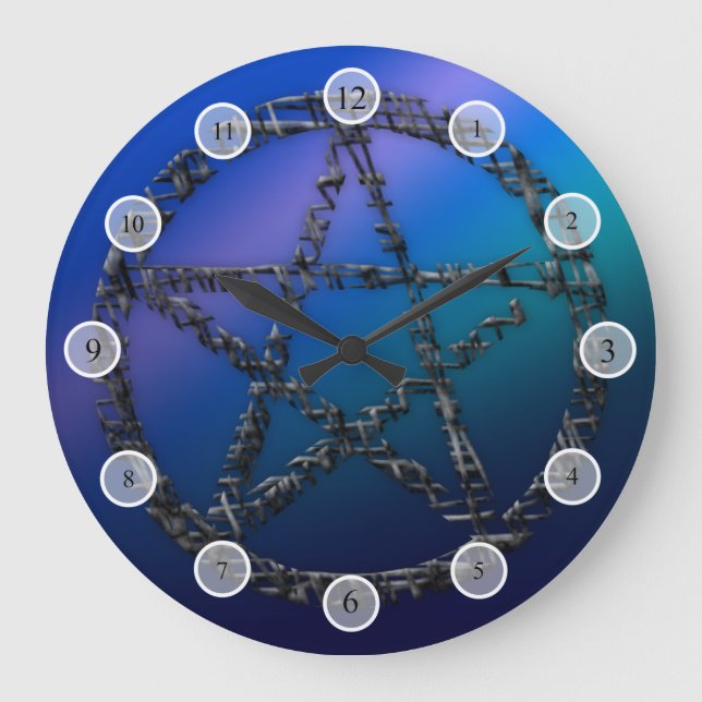 Blue Pentacle Large Clock (Front)