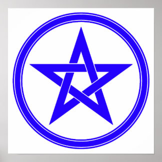 Blue Pentacle Pentagram Poster