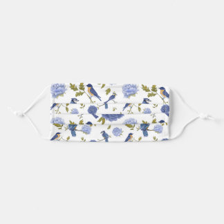 Blue Peonies and Birds Chinoiserie Floral Pattern Cloth Face Mask