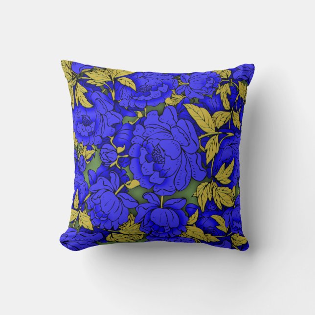 Blue Peonies Cushion (Front)