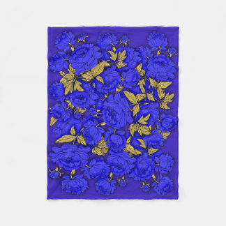 Blue Peonies Fleece Blanket
