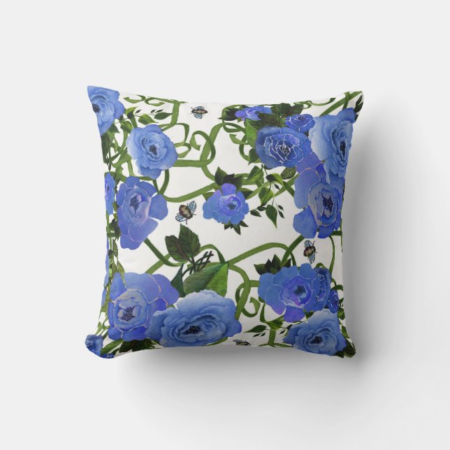 Blue Peonies Pillow (Front)