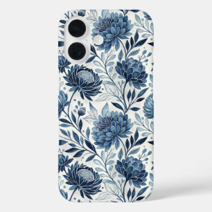 Blue Peony Garden Watercolor iPhone 16 Case
