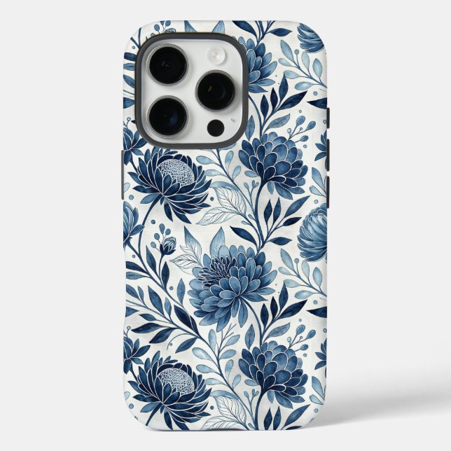Blue Peony Garden Watercolor Case-Mate iPhone Case (Back)