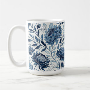 Blue Peony Garden Watercolor Coffee Mug