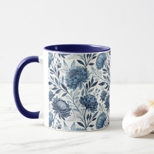 Blue Peony Garden Watercolor Mug