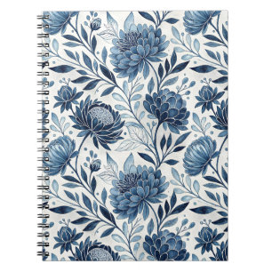 Blue Peony Garden Watercolor Notebook