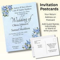 Blue Peony on Blue Wedding Suite Invitation