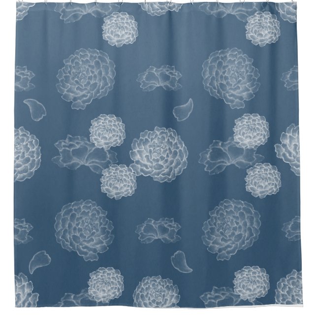 Blue Peony seamless floral pattern  Shower Curtain (Front)