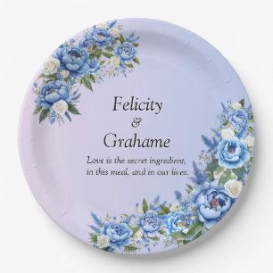 Blue Peony Wedding Suite 9" Paper Plate