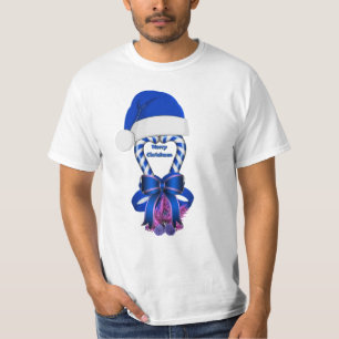 Blue Peppermint Christmas Holiday Candy Cane T-Shirt