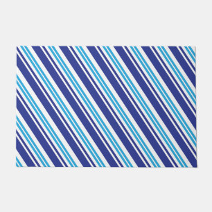 Blue Peppermint Stripe Doormat