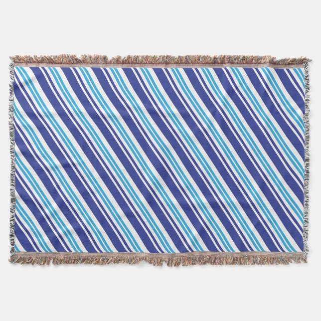 Blue Peppermint Stripe Throw Blanket (Front)