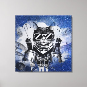 *~ Blue Percussionist Cool Cat DRUMMER AP91 Canvas Print