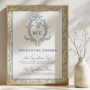Blue Perfect Pear Signature Drinks Wedding Sign