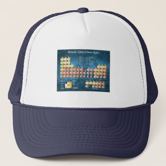 Blue periodic table of beer styles trucker hat (Front)