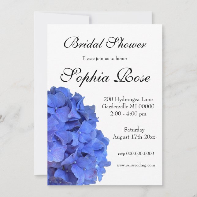 Blue periwinkle elegant floral Bridal shower Invitation (Front)