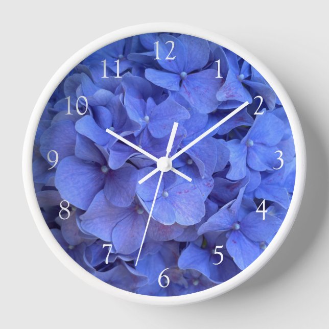 Blue periwinkle elegant floral hydrangeas  clock (Front)