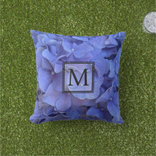 Blue periwinkle elegant floral hydrangeas  cushion