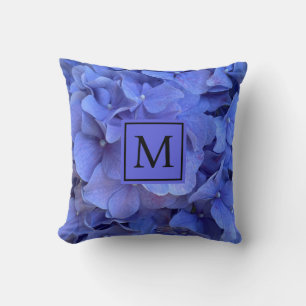 Blue periwinkle elegant floral hydrangeas  cushion