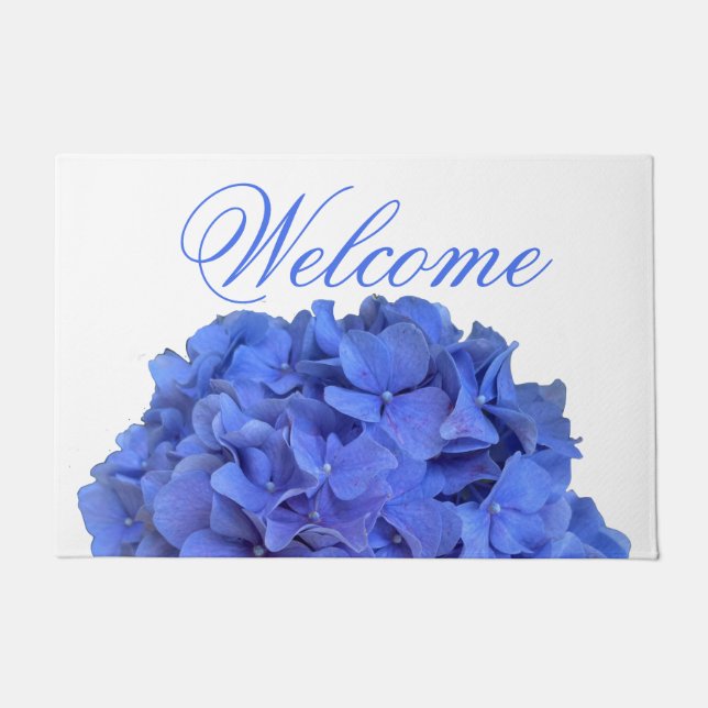 Blue periwinkle elegant floral hydrangeas  doormat (Front)