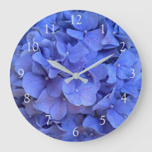 Blue periwinkle elegant floral hydrangeas large clock