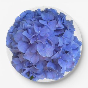 Blue periwinkle elegant floral hydrangeas  paper plate