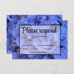 Blue periwinkle elegant floral hydrangeas RSVP card