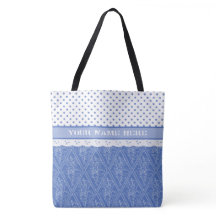 Blue Periwinkle Pattern, Faux Lace, Polka Dots
